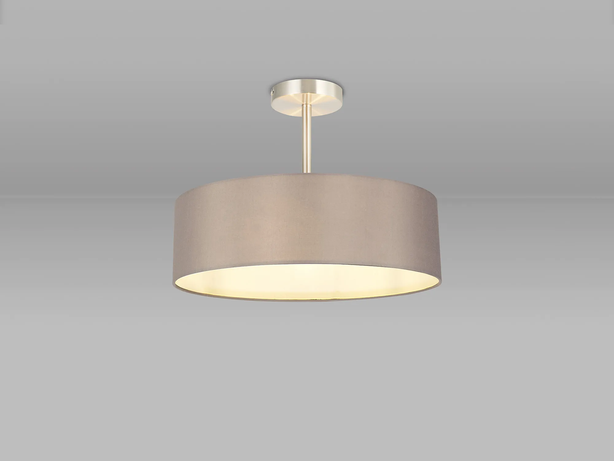 Baymont 45cm Semi Flush 5 Light Satin Nickel, Grey DK0756  Deco Baymont SN GR